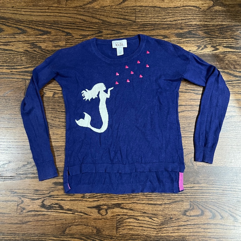 Autumn Cashmere Kids Mermaid Kisses Sweater Navy Blue Size 8